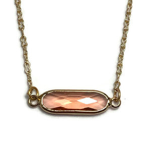 Golden Faceted Apricot Crystal Layering Necklace
